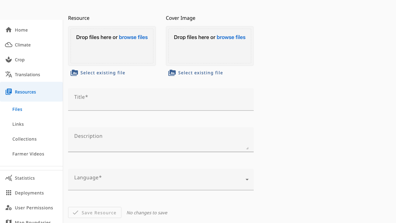 Edit Resource form for a new file